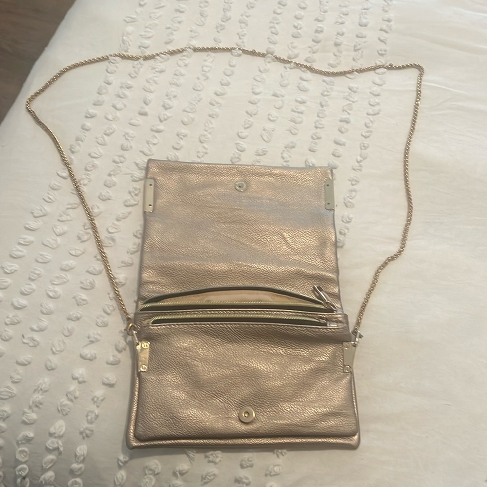 Gold clutch bag with gold chain